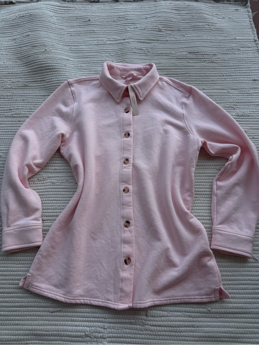 Victoria’s Secret Luxe Modal Fleece Shacket Jacket Pink NWT Medium - Picture 2 of 12